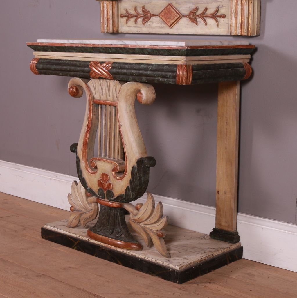 Swedish Painted Console Table And Mirror photo for sale