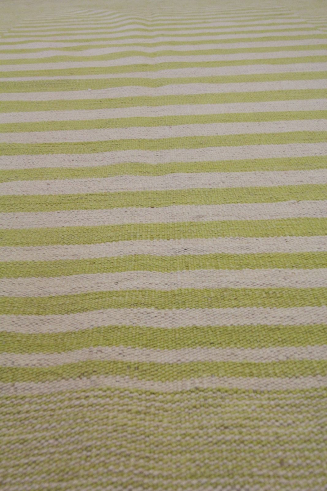 Handmade Modern Striped Rug, Green Yellow Scandinavian Kilim 150x197cm photo Textiles
