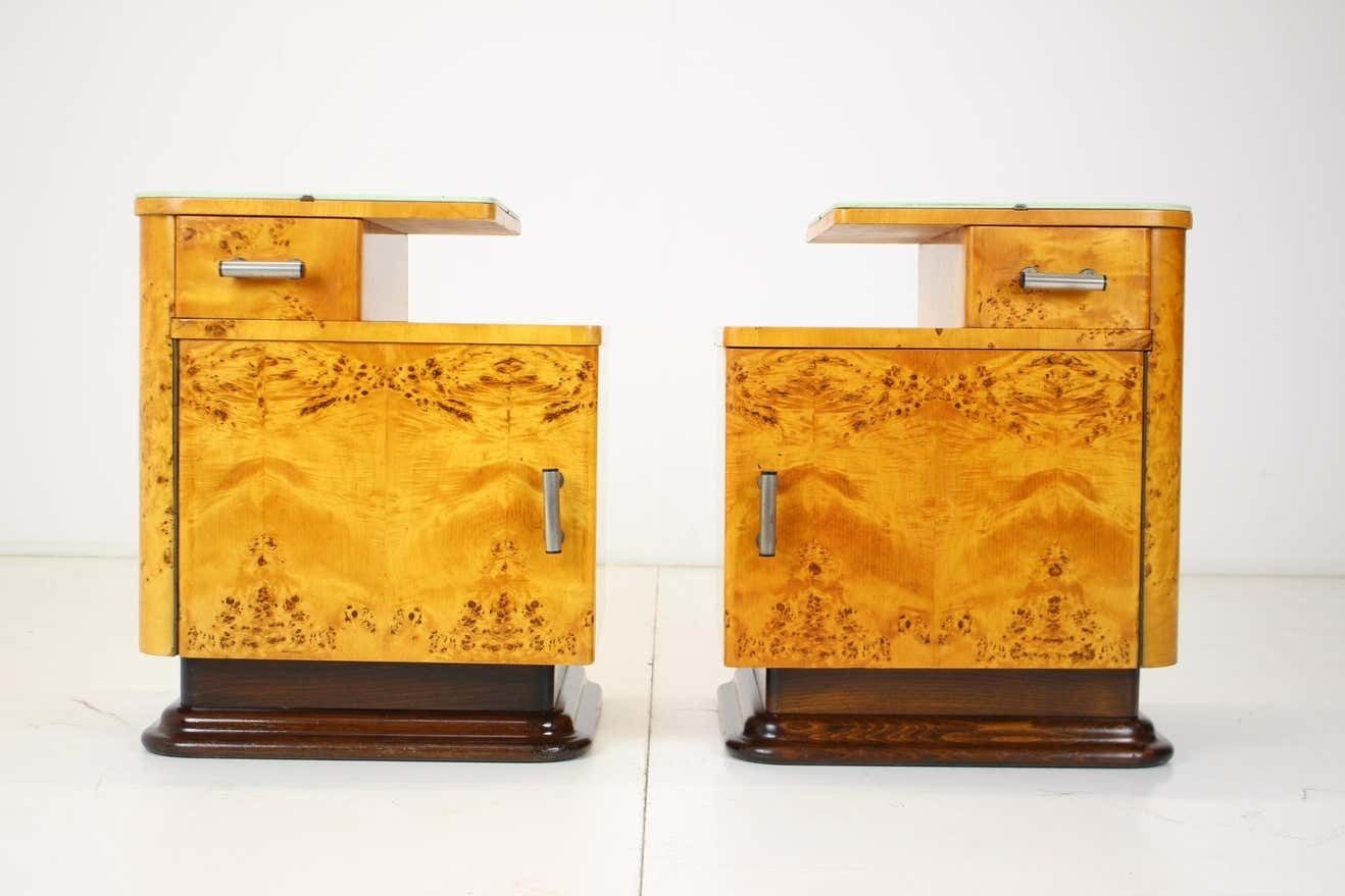 Set Of Two Bedside Tables Designed By Jindřich Halabala For Up Závody, 1950's photo for sale