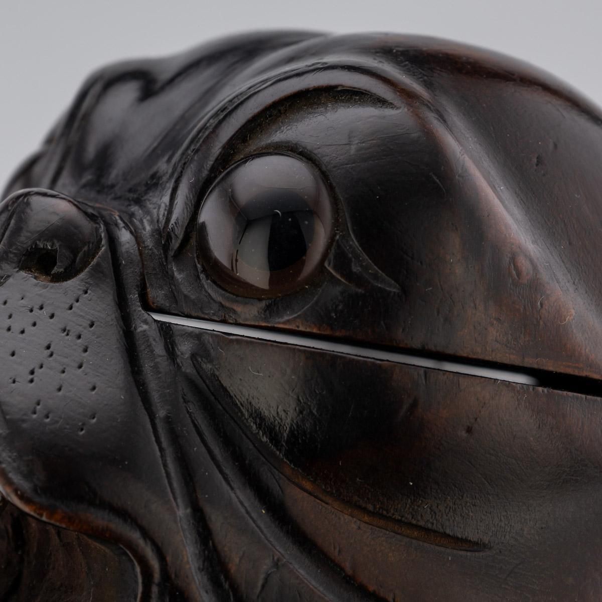 19th Century Victorian Lignum Vitae Bulldog Inkwell photo vintage