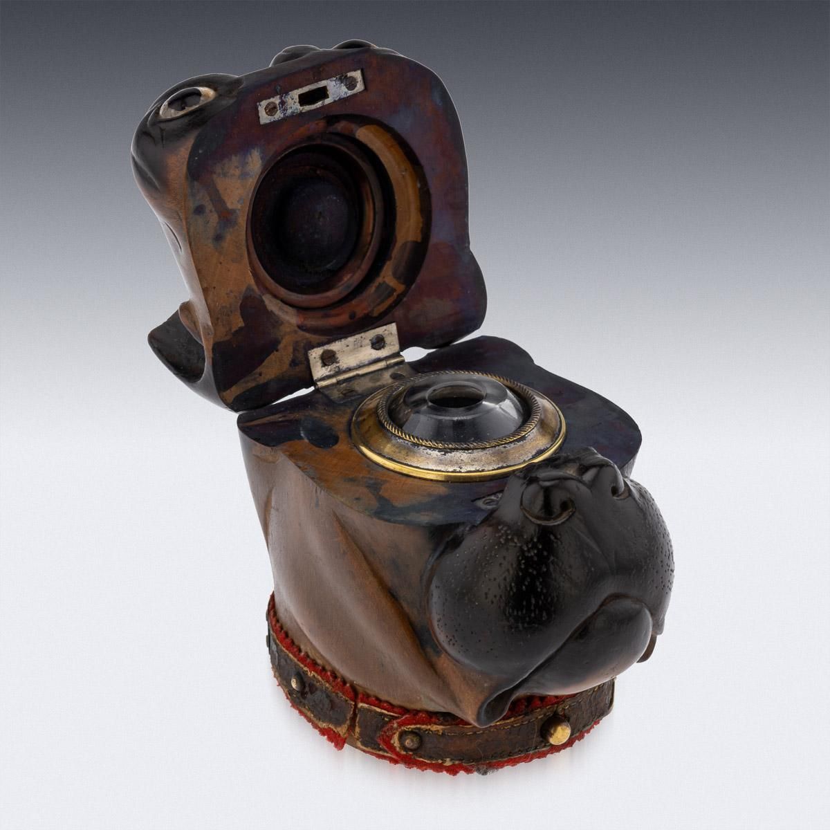 photo buy 19th Century Victorian Lignum Vitae Bulldog Inkwell