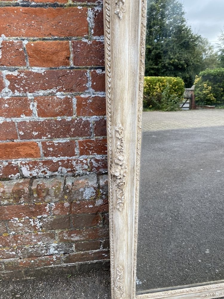 A Fabulous Large Antique French 19th Century Carved Wood & Gesso Painted Mirror photo furniture