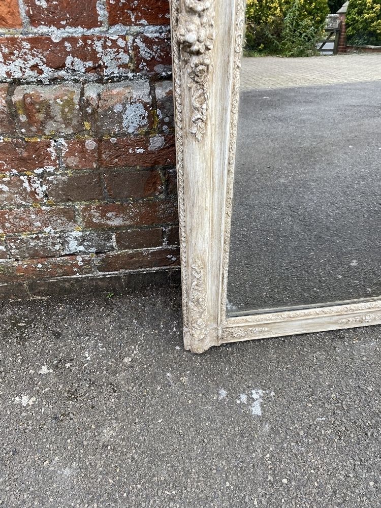A Fabulous Large Antique French 19th Century Carved Wood & Gesso Painted Mirror photo 750.0