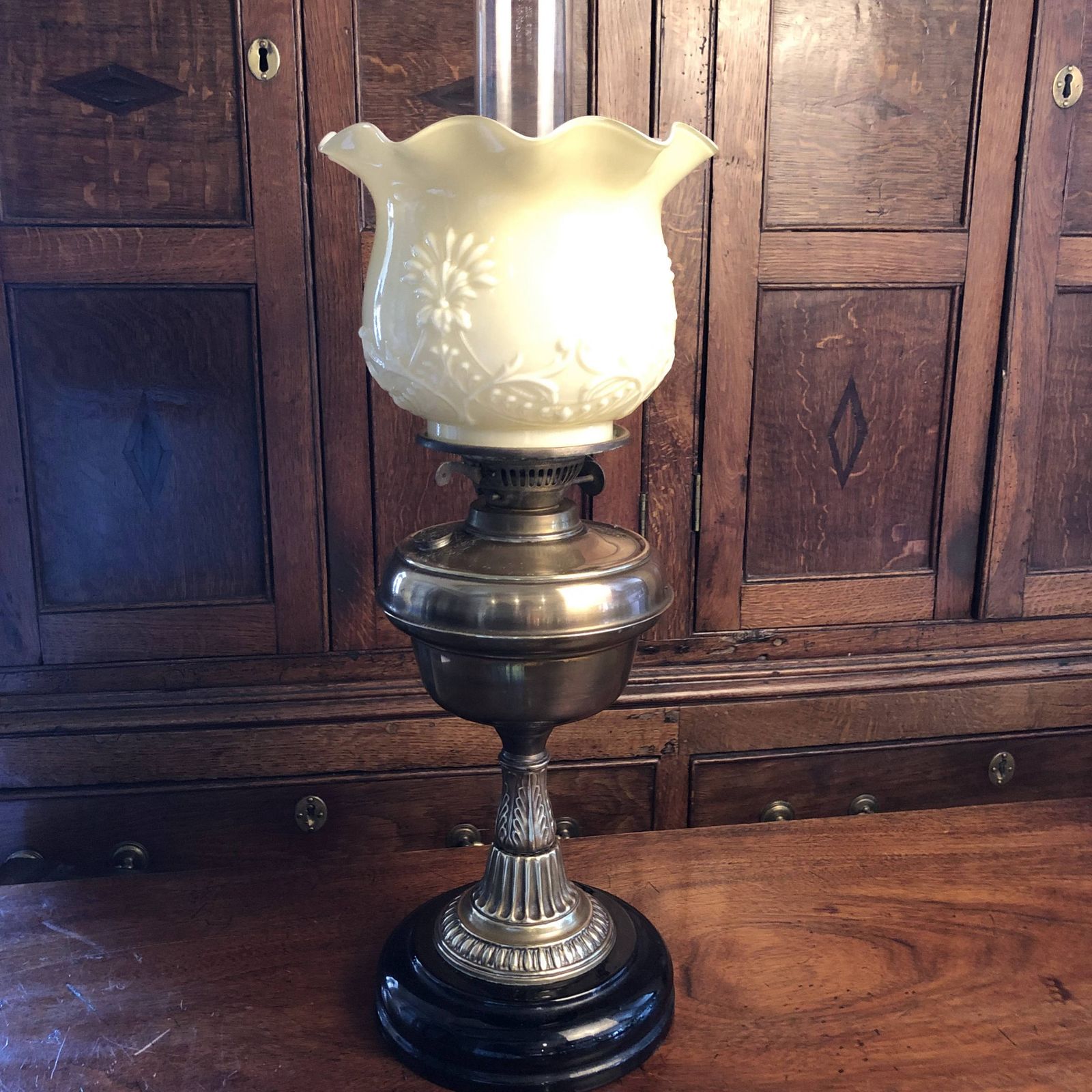 Large Victorian Oil Lamp, 1800s