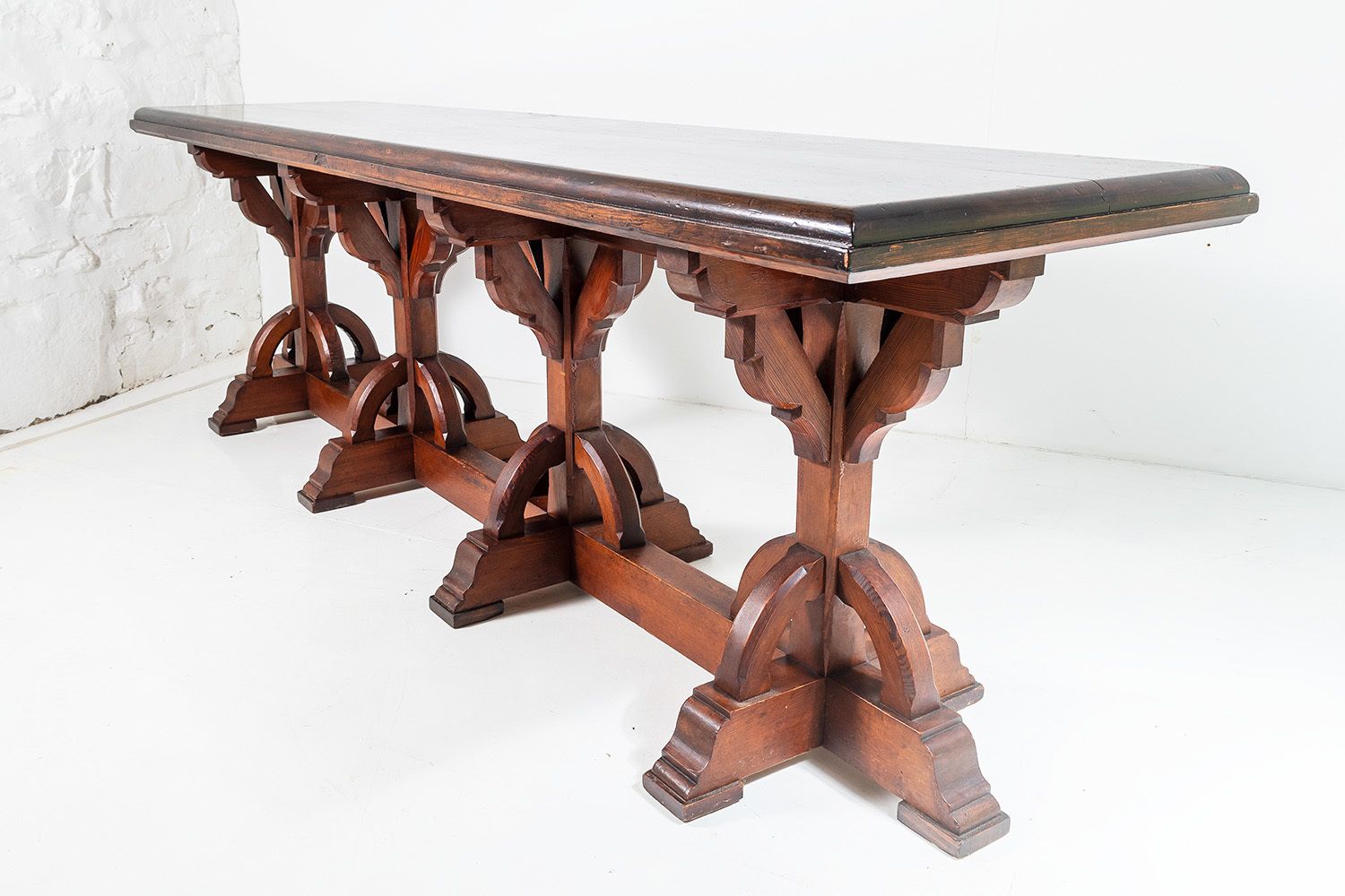 Large Scale Victorian Ecclesiastical Gothic Revival Aesthetic Centre Table In The Manner Of A.W.N Pugin