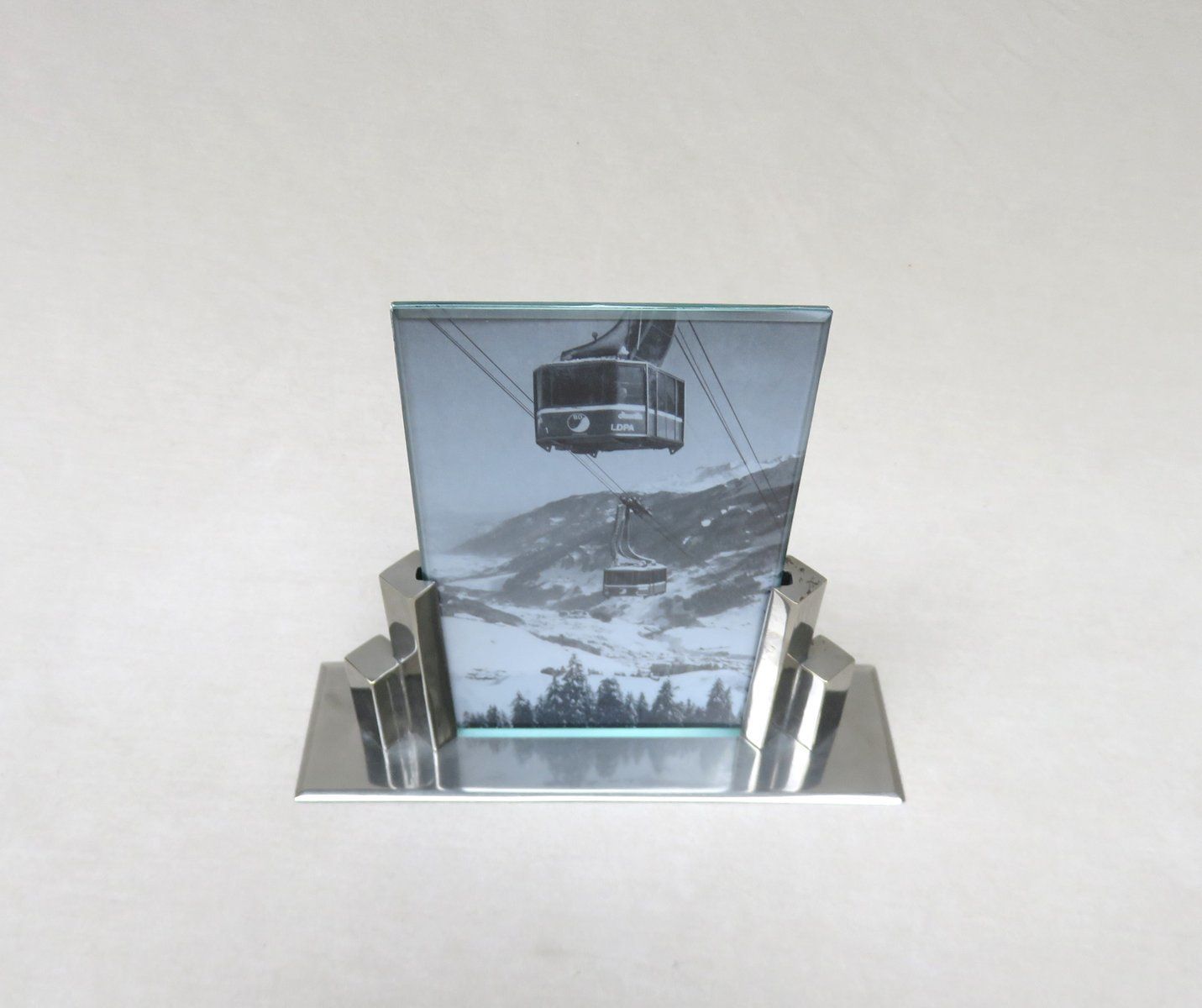 Art Deco Nickel Picture Frame, France photo for sale