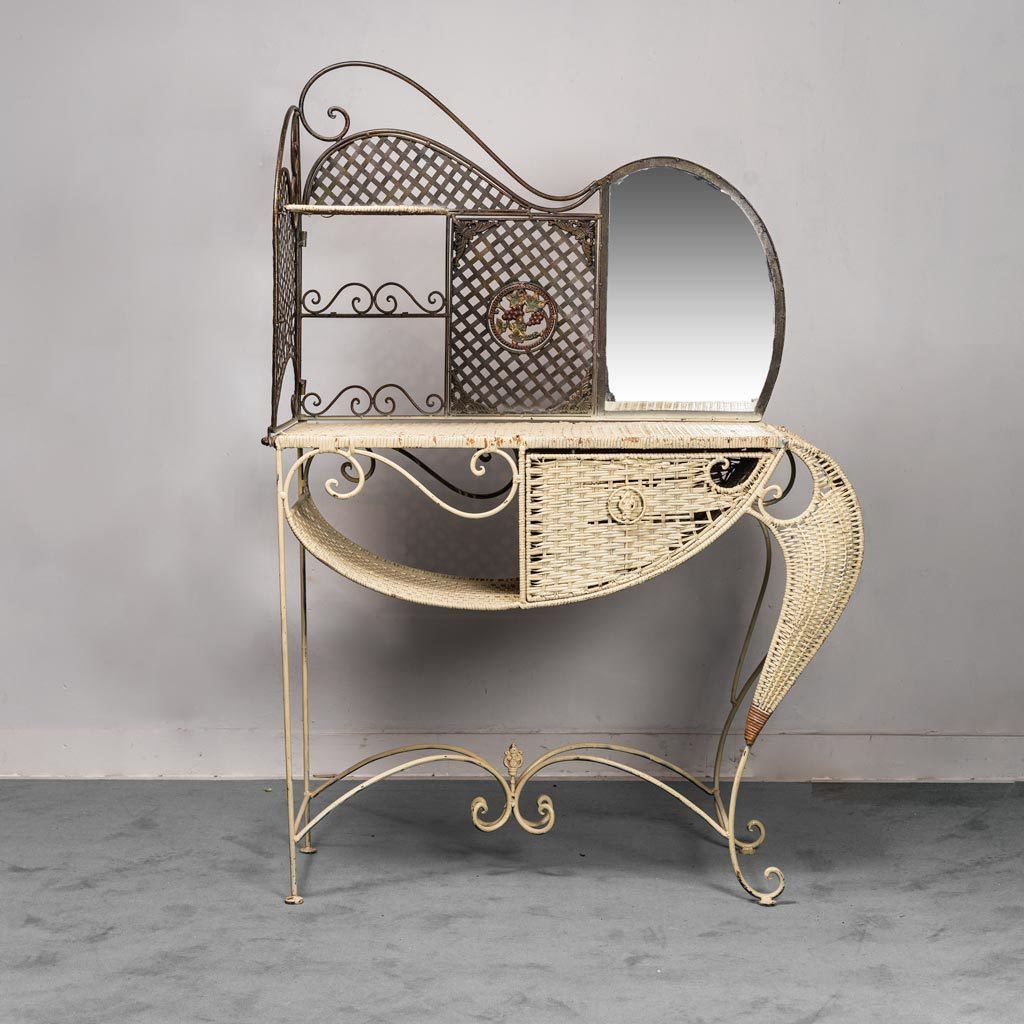 Console Dressing Table Wrought Iron Mirror From The 1950s Vintage