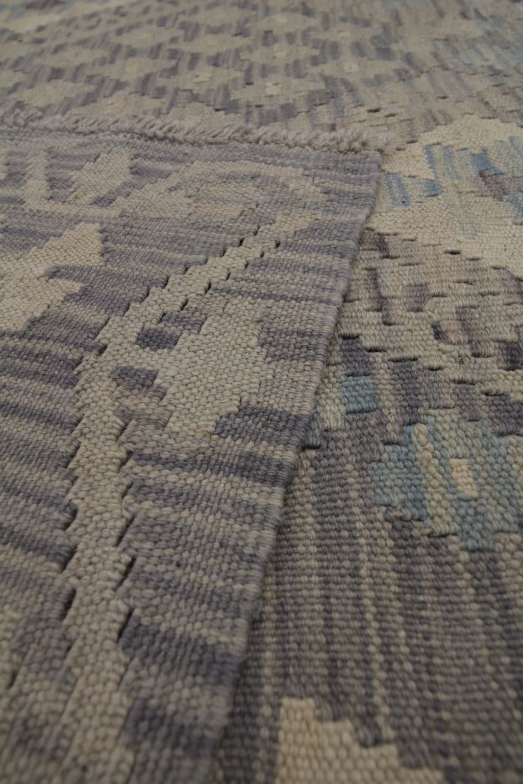 New Traditional Geometric Kilim Bold Handmade Beige Blue Area Rug  124x182cm photo buy