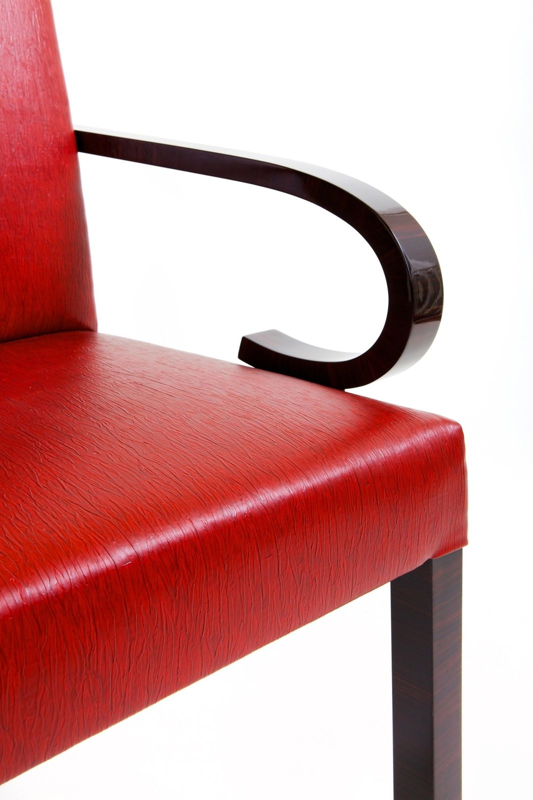 Red Leather Armchairs, Art Deco. Made In 1920s France. Designed By Dominique photo for sale