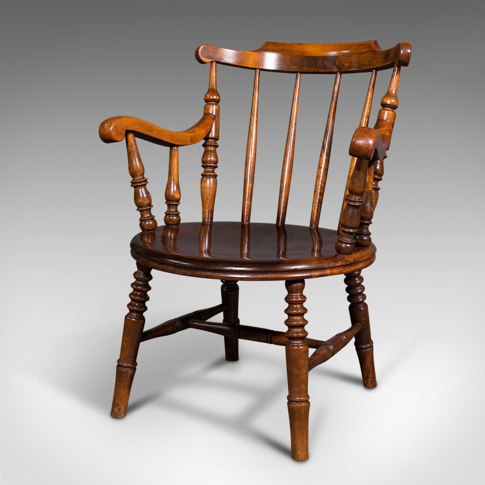 Antique Fireside Elbow Chair, English, Beech, Occasional Seat, C.1890 photo furniture