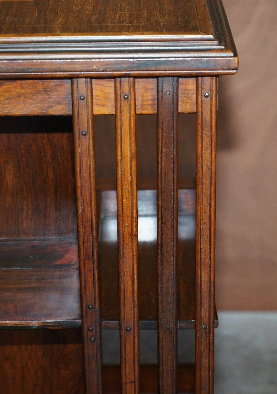 Circa 1900 Edwardian Rosewood Revolving Bookcase Sheraton Inlaid Book Table photo vinterior