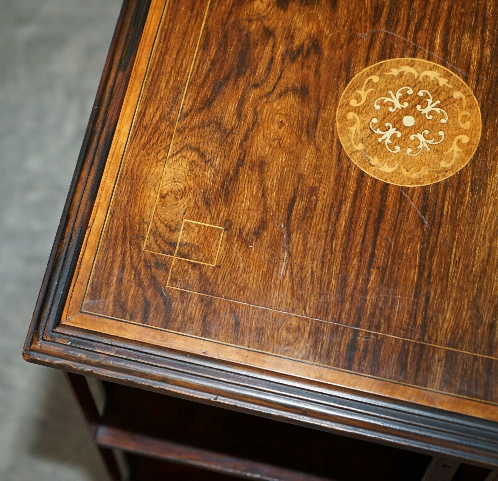 Furniture Circa 1900 Edwardian Rosewood Revolving Bookcase Sheraton Inlaid Book Table photo