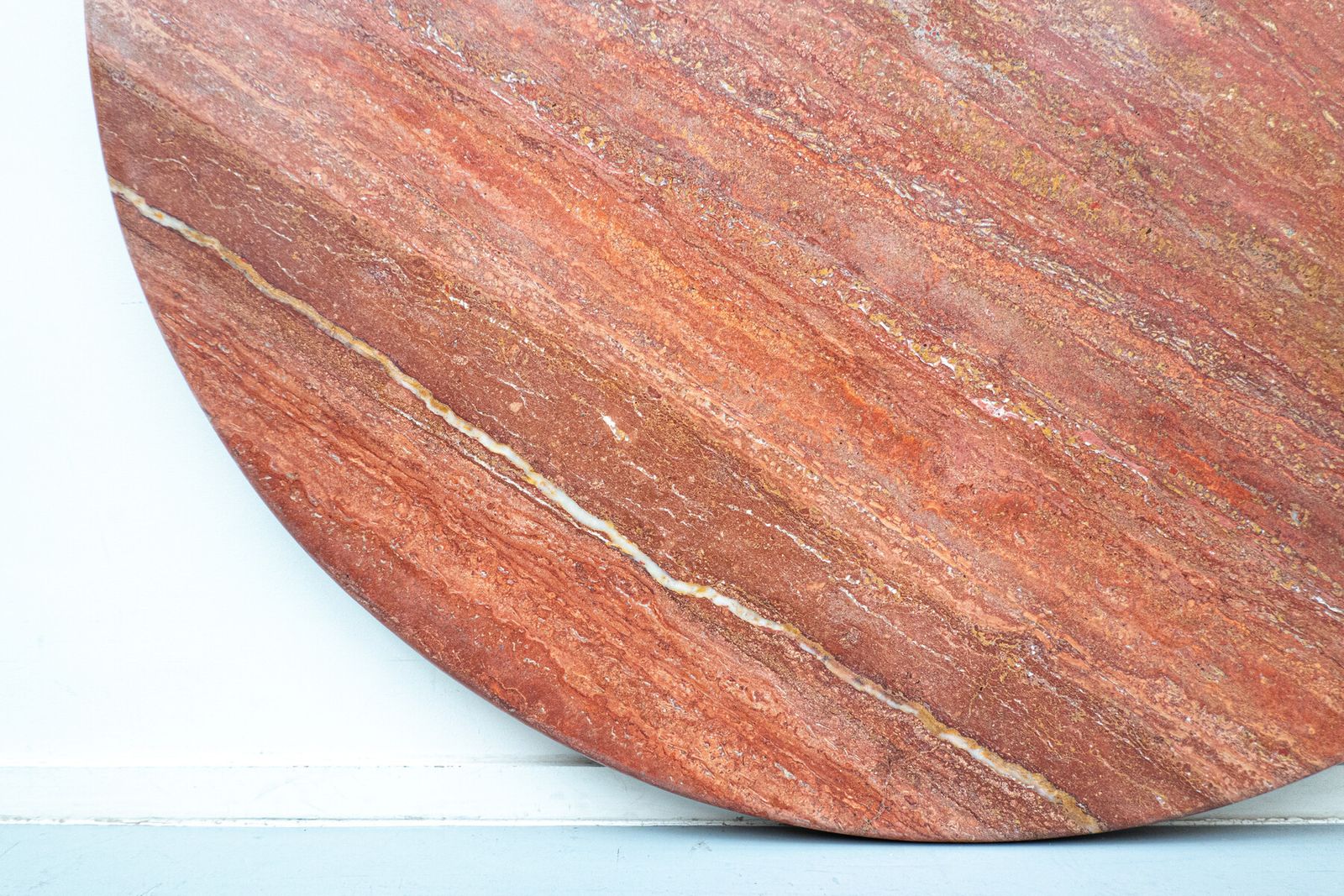 Mid Century Red Travertine Dining Table By Angelo Mangiarotti, Italy, 1970s photo furniture