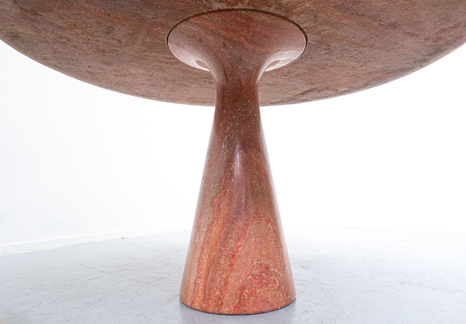 Mid Century Red Travertine Dining Table By Angelo Mangiarotti, Italy, 1970s photo vinterior