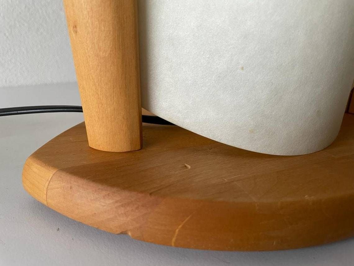 photo furniture Plastic Paper And Wood Frame Pair Of Table Lamps By Domus 1980s Italy