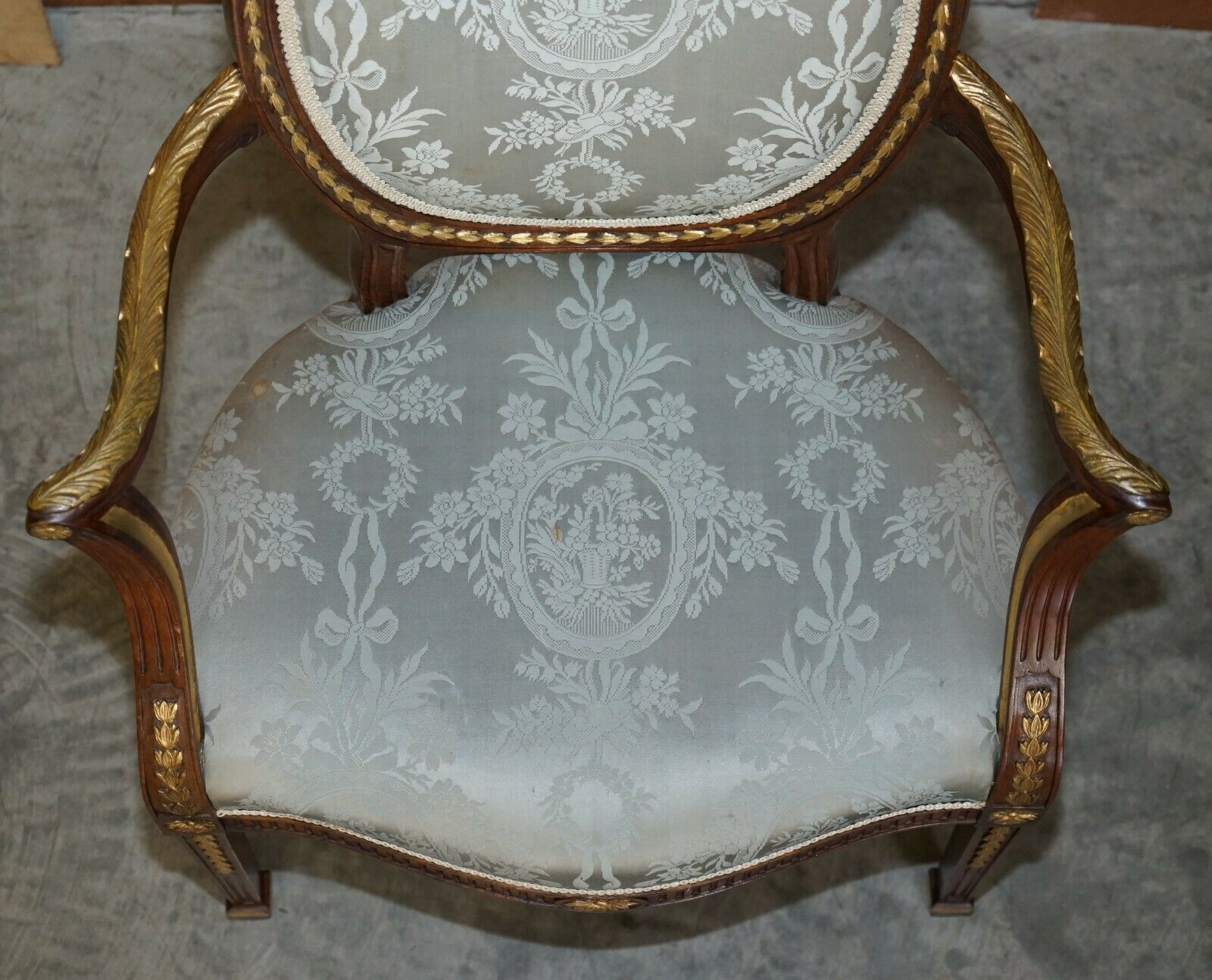 Stunning George Hepplewhite Style Mahogany Giltwood Georgian Armchair Circa 1900 photo 1950.0