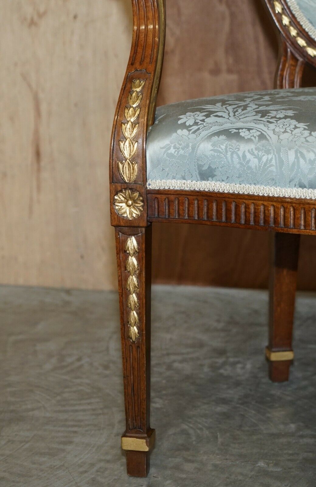Stunning George Hepplewhite Style Mahogany Giltwood Georgian Armchair Circa 1900 photo vintage