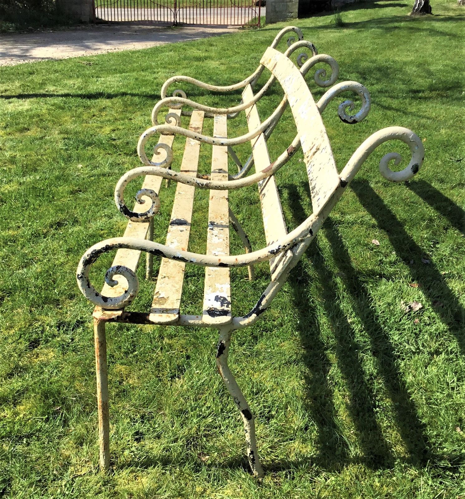 C19th Iron Four Seater Garden Seat Bench photo for sale