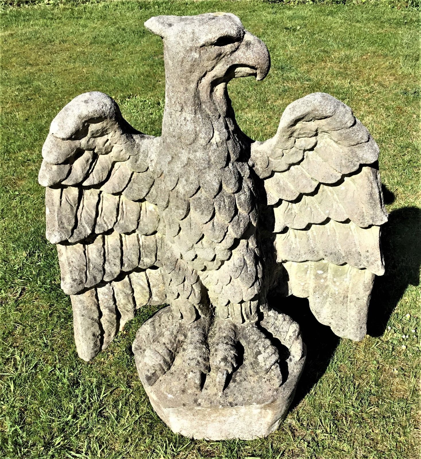 C20th Large Composition Stone Eagle photo furniture