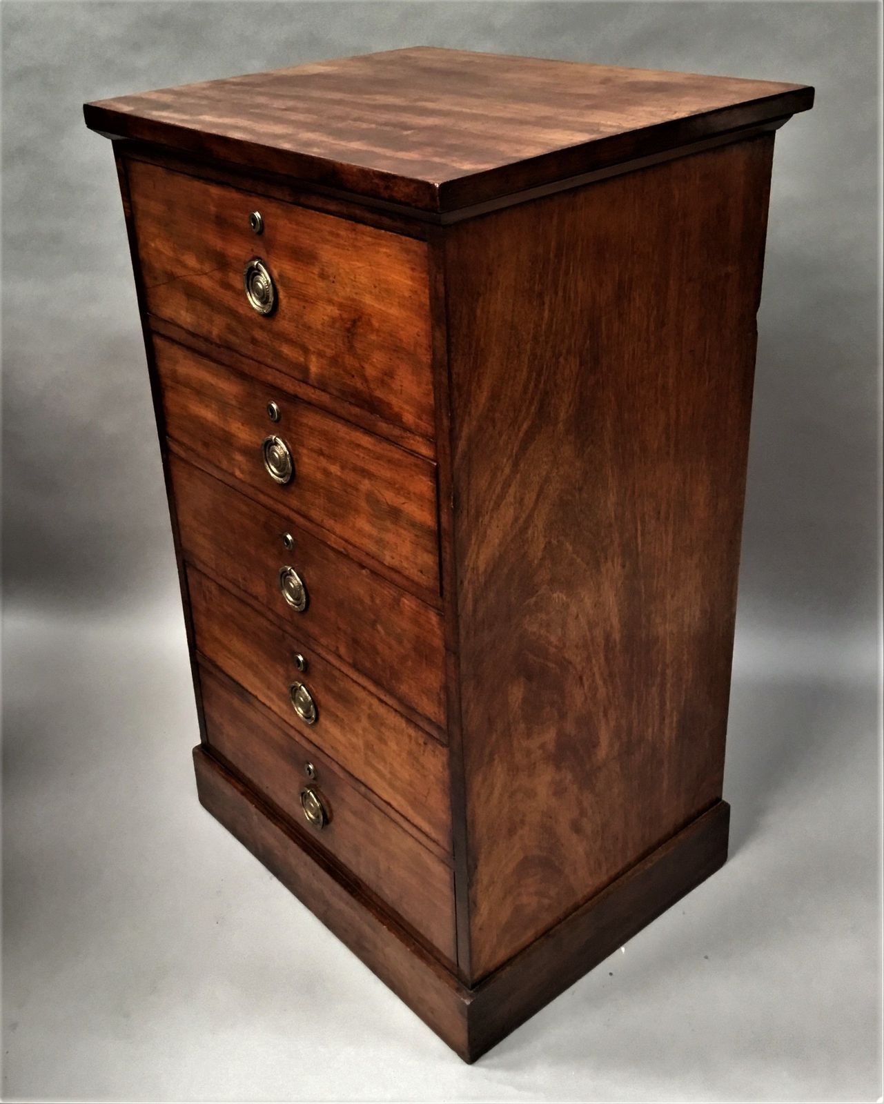 Furniture Regency Mahogany Secretaire Chest Of Drawers Pedestal Cabinet photo