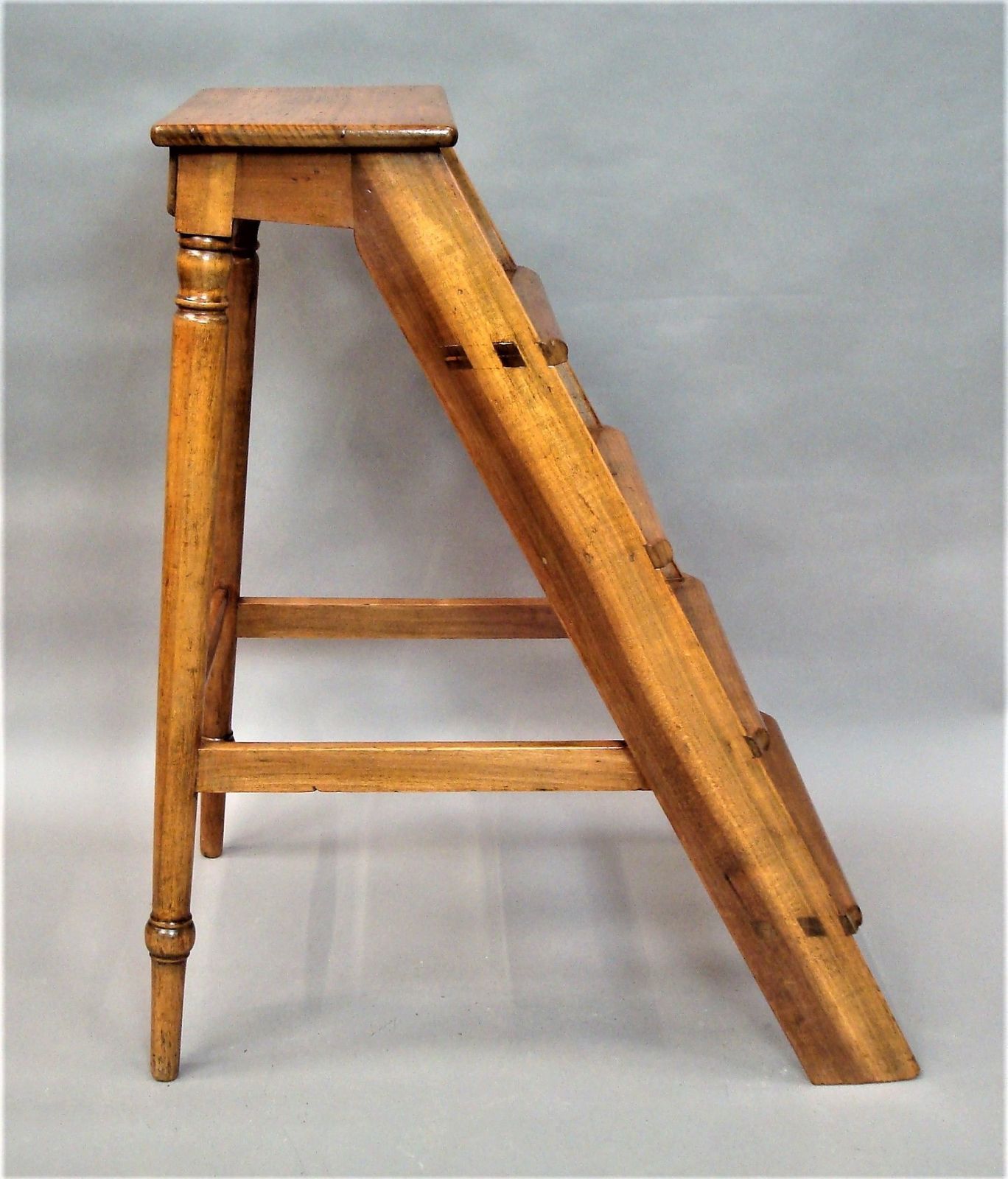 C19th English Set Of Fruitwood Library Steps photo furniture