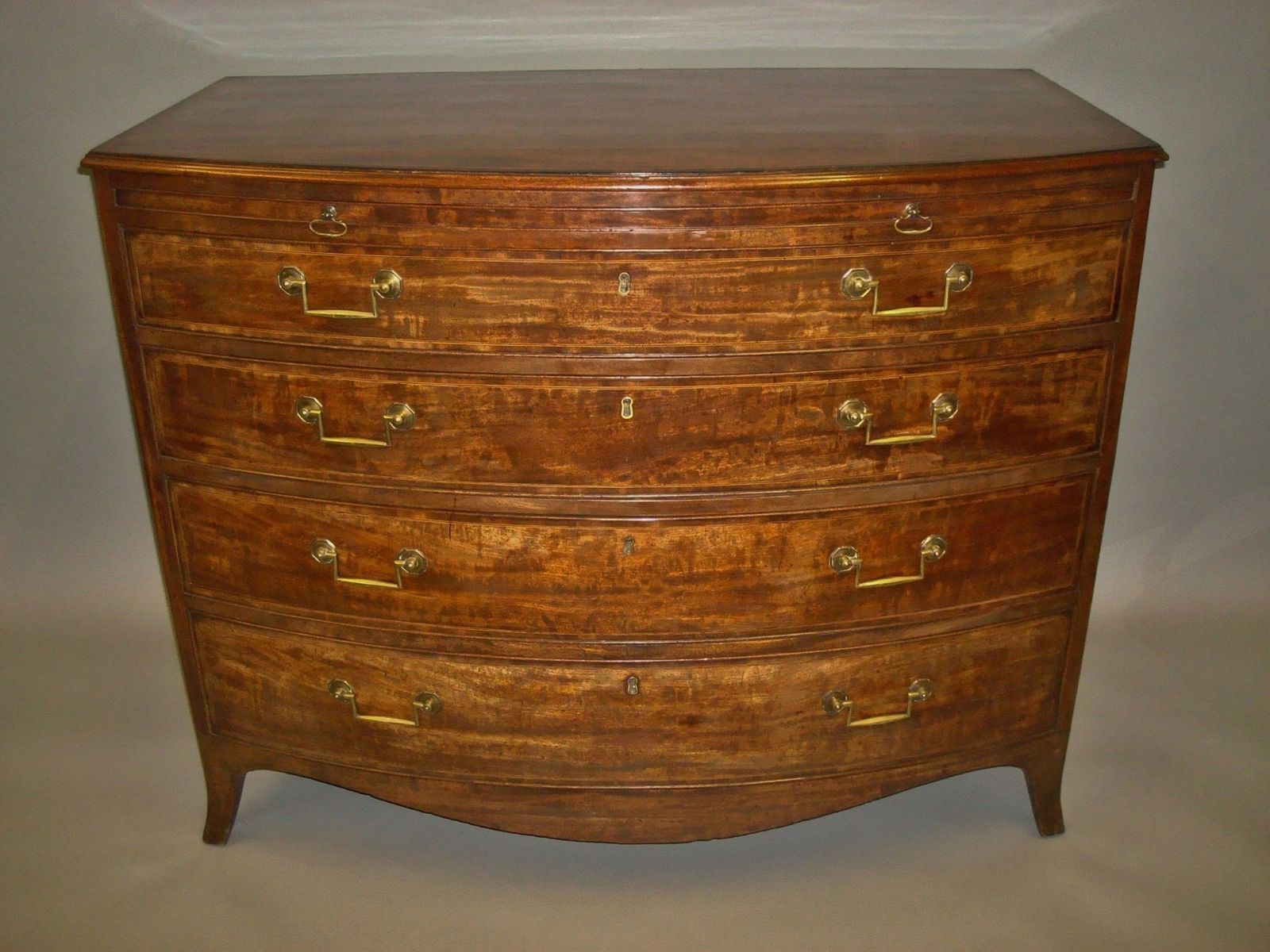 George III Mahogany Bow Front Chest Of Drawers