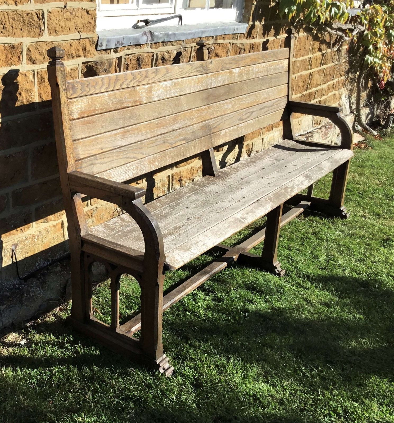 19th Oak Orangery Bench / Garden Seat photo for sale
