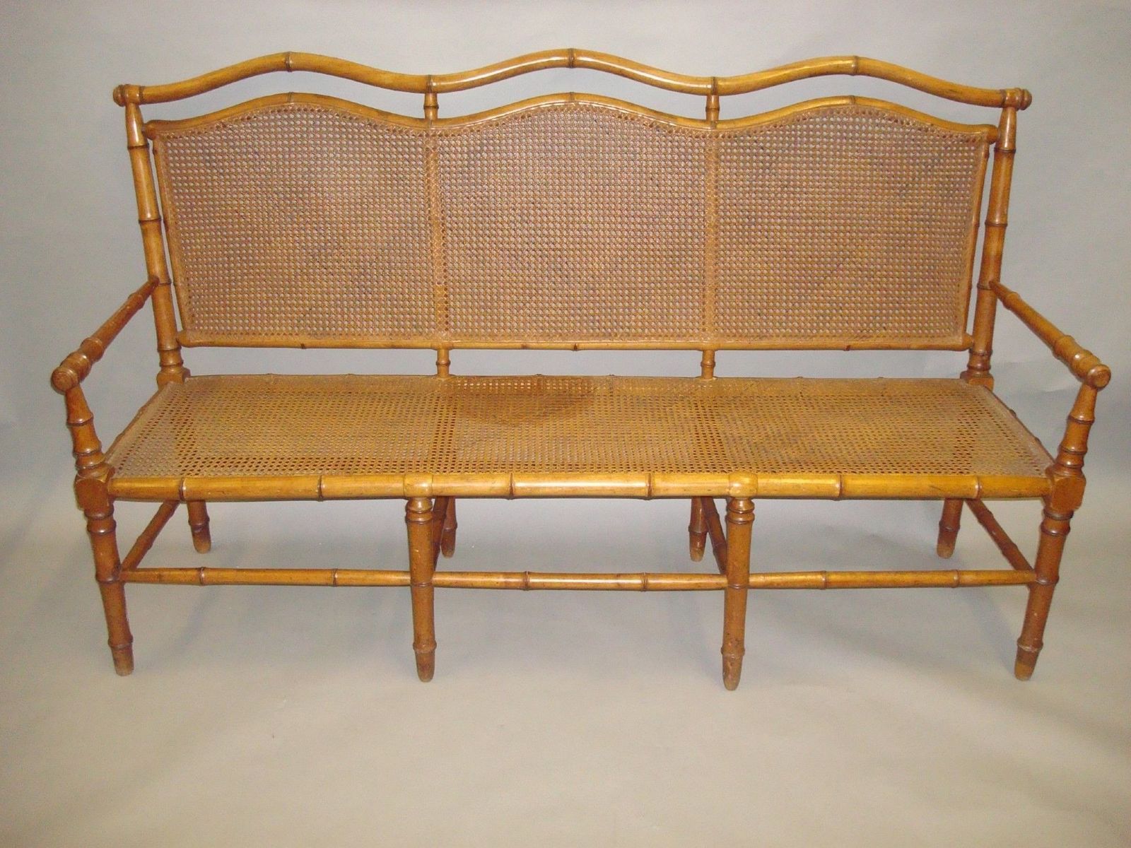 C19th Cherrywood Faux Bamboo Settee photo furniture