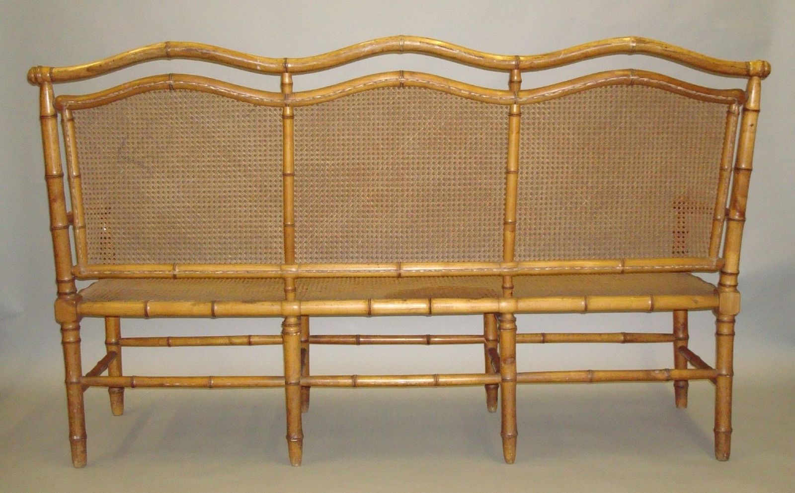 C19th Cherrywood Faux Bamboo Settee photo for sale