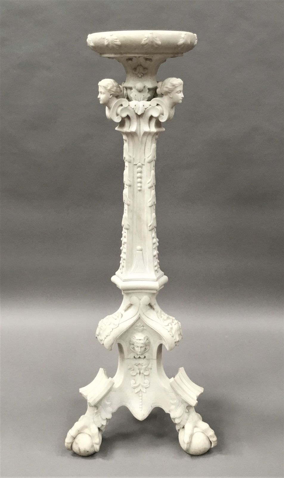C19th Italian Carved 'Carrara' Marble Torchere Stand