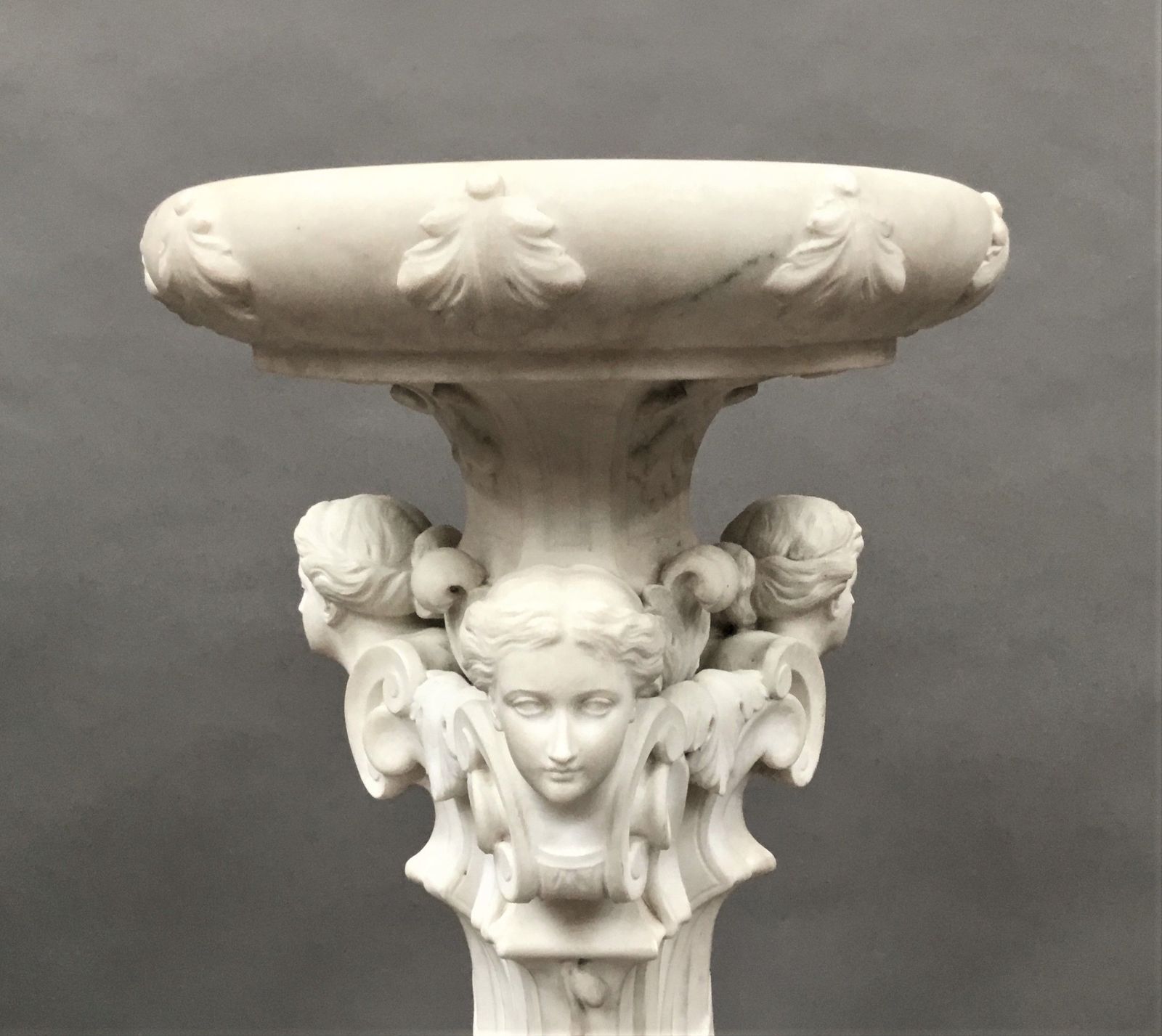 Home Decor C19th Italian Carved 'Carrara' Marble Torchere Stand photo