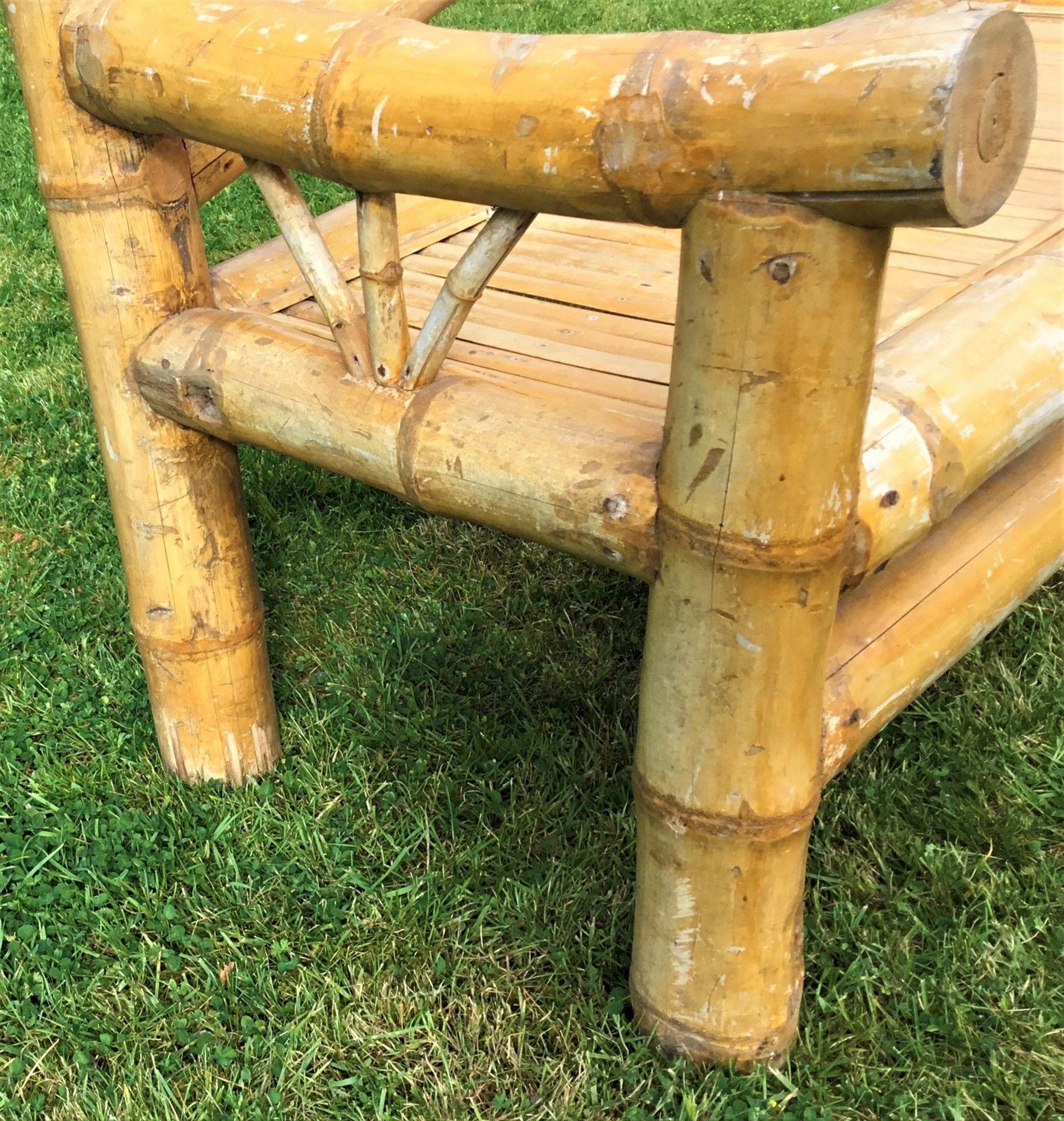 C20th Bamboo Garden Seat / Conservatory Seat photo vintage