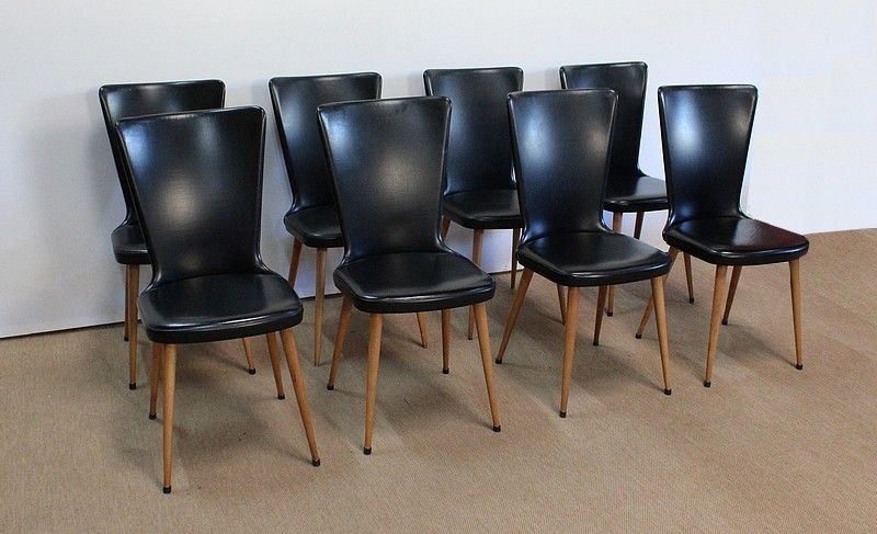 Suite Of 8 Baumann Chairs, "Essor" Model, 1960s photo furniture