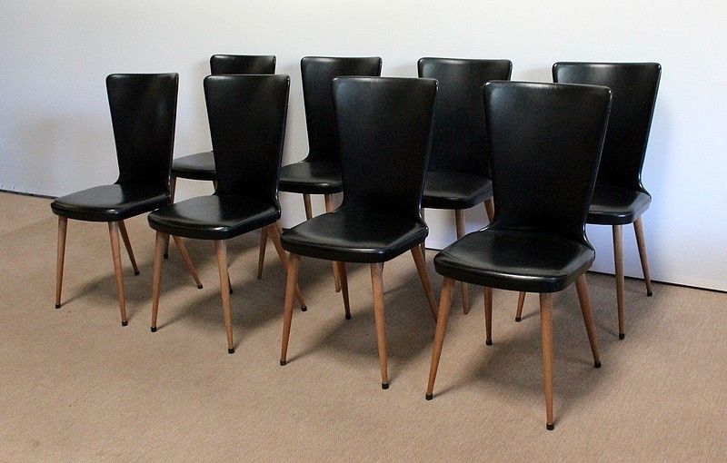 Suite Of 8 Baumann Chairs, "Essor" Model, 1960s photo for sale