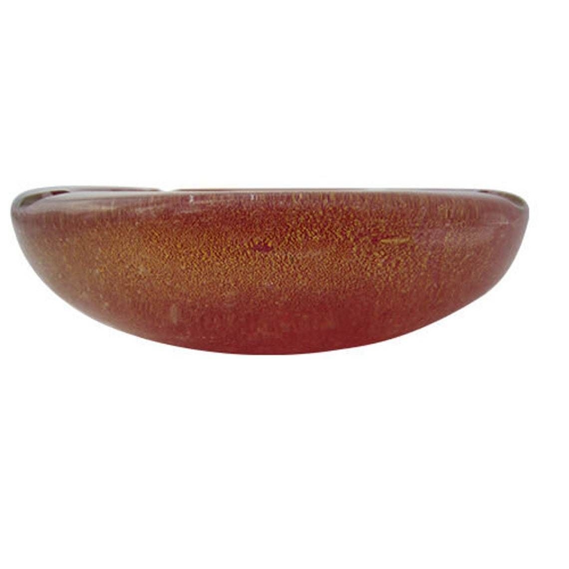 Barbini Seguso Murano, Red Gold Flecks Sommerso Italian Art Glass Bowl Vintage photo for sale
