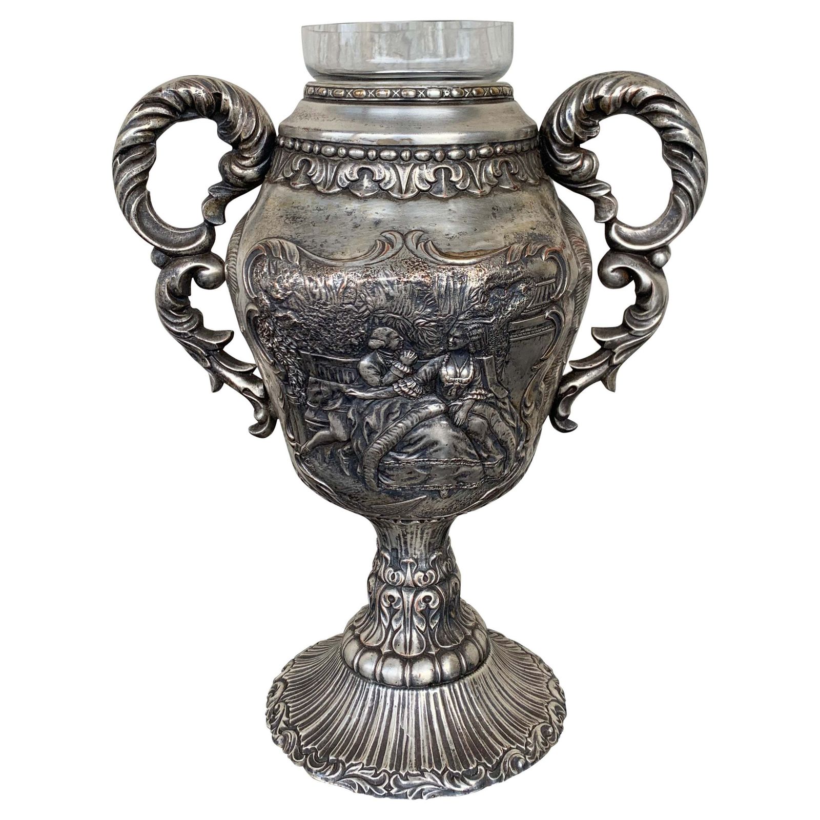 Coupe de présentation d'époque édouardienne en argent sterling avec verre intérieur