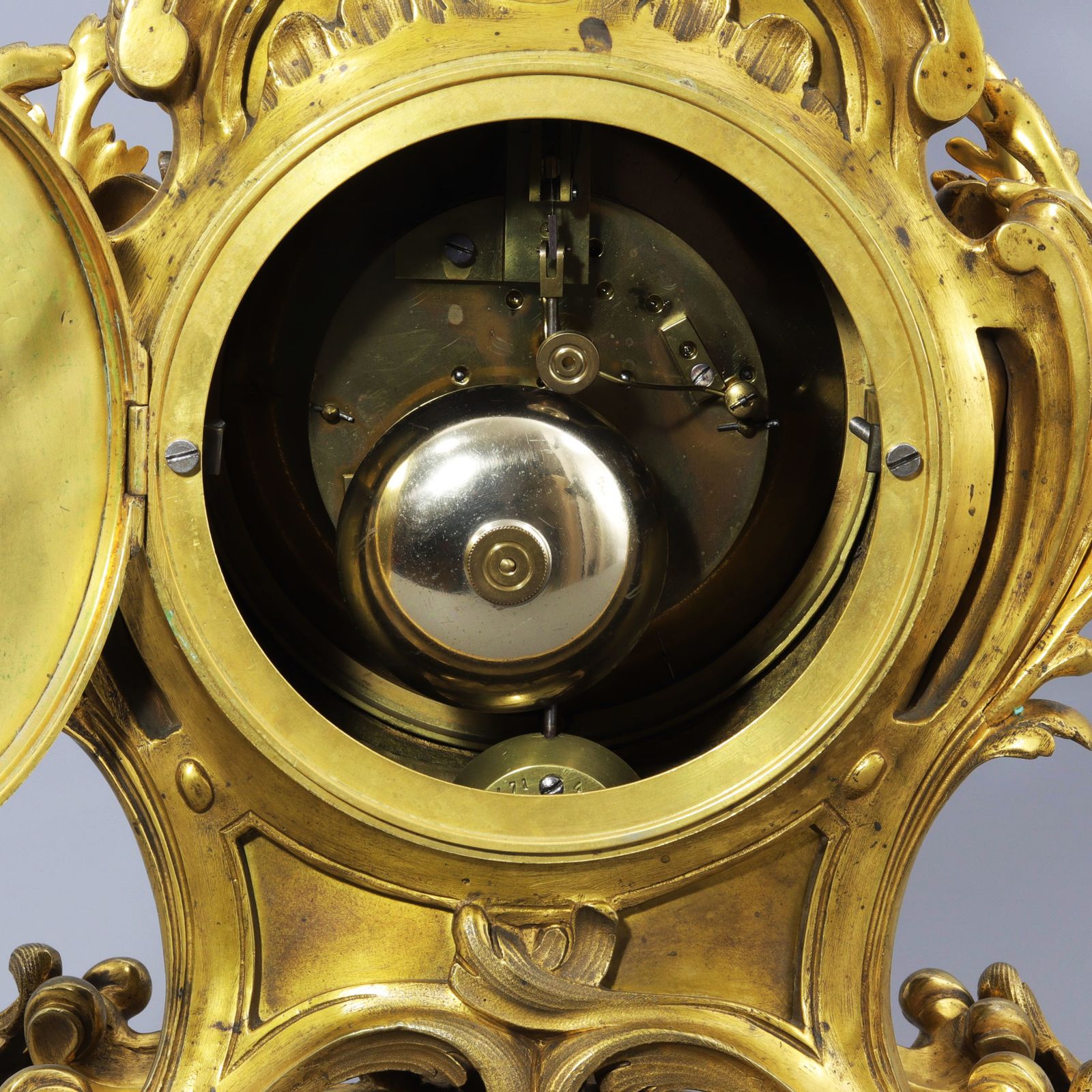 photo furniture French Gilt Bronze Striking Mantel Clock With Garniture By Vincenti & Cie C.1860