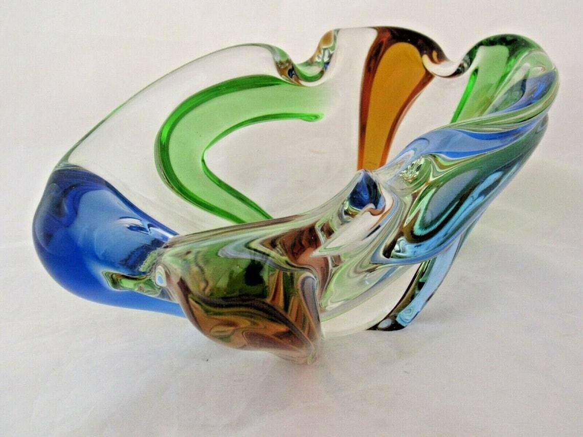 Huge Czech Bohemian Mstisov Rhapsody Glass Bowl Frantisek Zemek Xxl Rare 2.6kg photo 253.0
