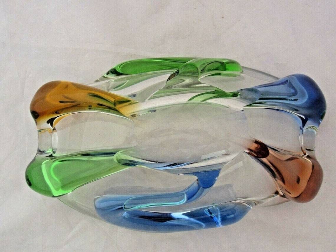 photo furniture Huge Czech Bohemian Mstisov Rhapsody Glass Bowl Frantisek Zemek Xxl Rare 2.6kg
