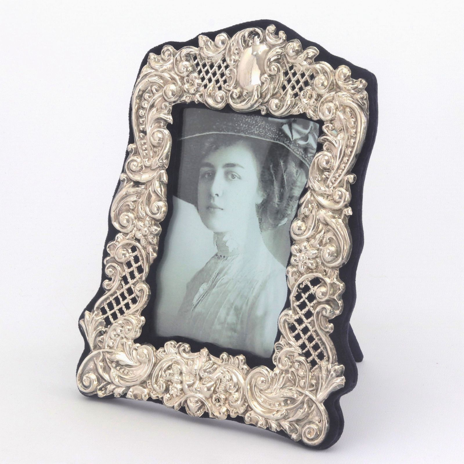 Pierced & Embossed Silver Photograph Frame By Broadway & Co 1906