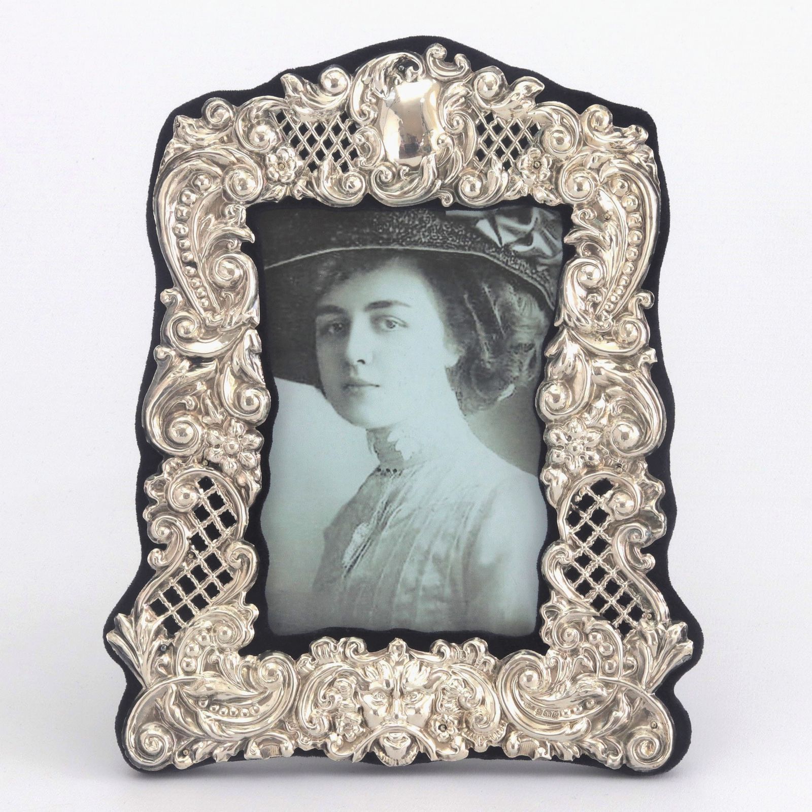 Pierced & Embossed Silver Photograph Frame By Broadway & Co 1906 photo furniture