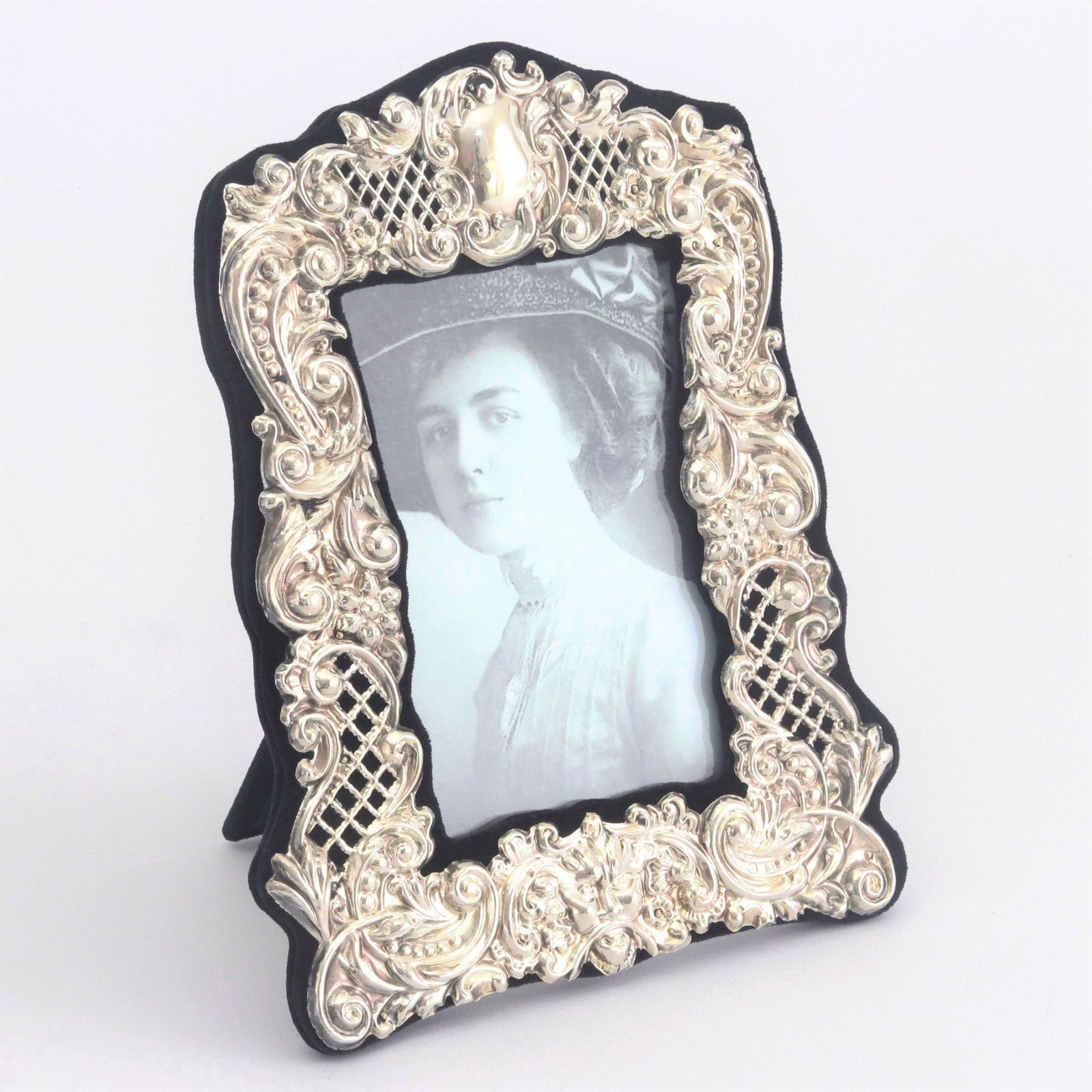 Pierced & Embossed Silver Photograph Frame By Broadway & Co 1906 photo for sale