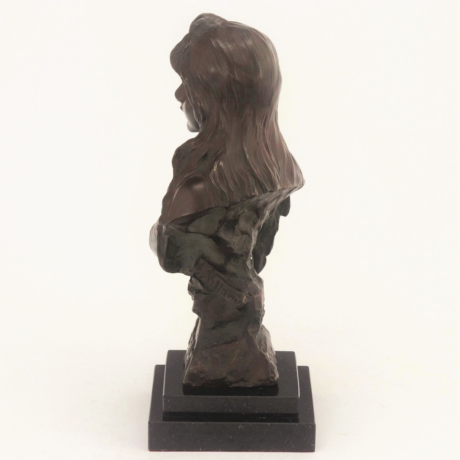 Art Nouveau Patinated Bronze Bust "Nelly" By Emmanuel Villanis C1890 photo buy