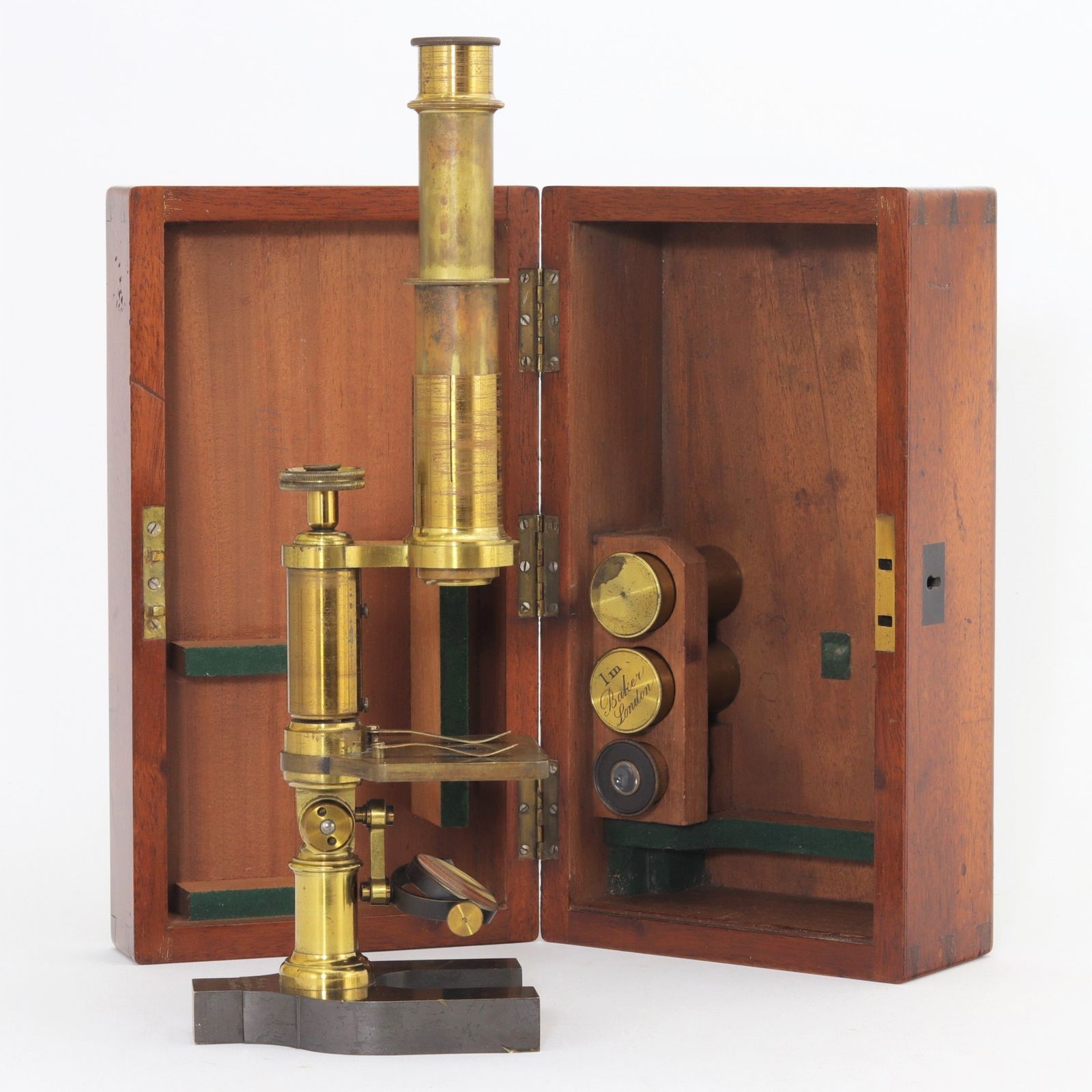 Home Decor Mahogany Cased Brass Monocular Microscope By Baker Of London C1870 photo