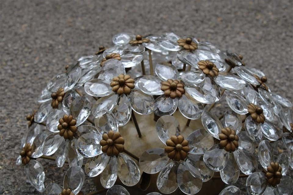 Round Pair Of Bouque Of Flowers In Crystal And Metal French Design, 1950s photo Lighting