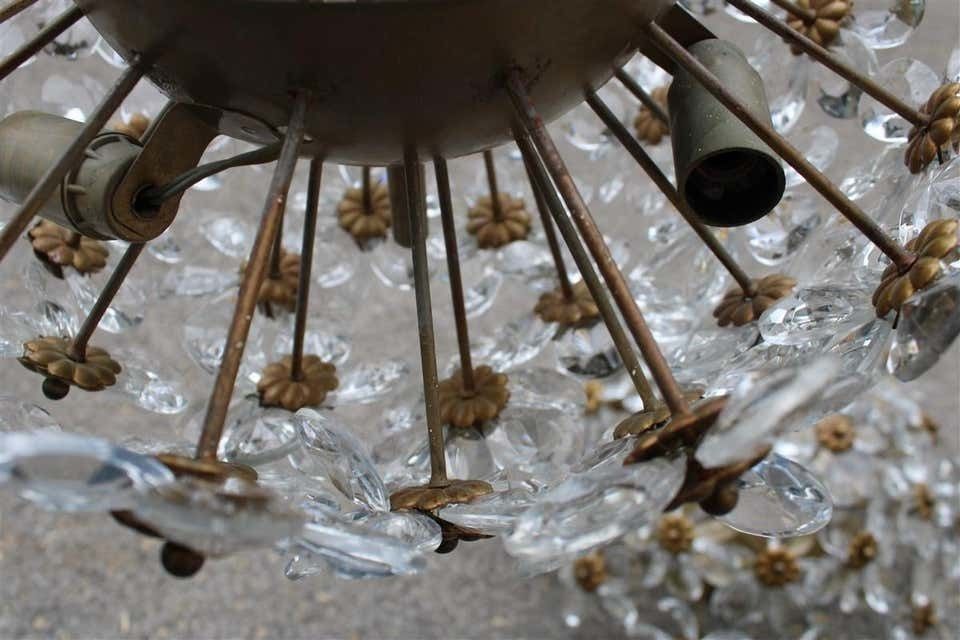 photo furniture Round Pair Of Bouque Of Flowers In Crystal And Metal French Design, 1950s
