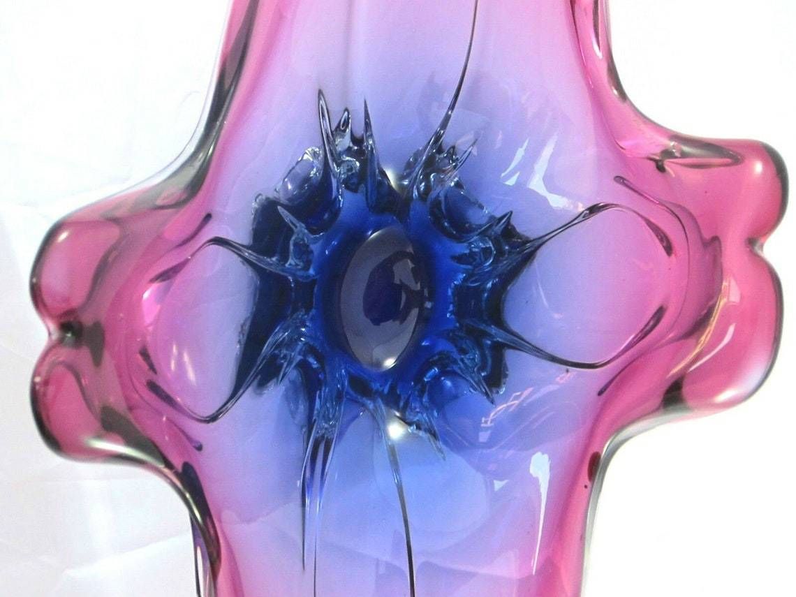 photo furniture Murano Sommerso Blue Purple Poli Seguso Era Console Bowl 3.1 Kilo 48cm Long