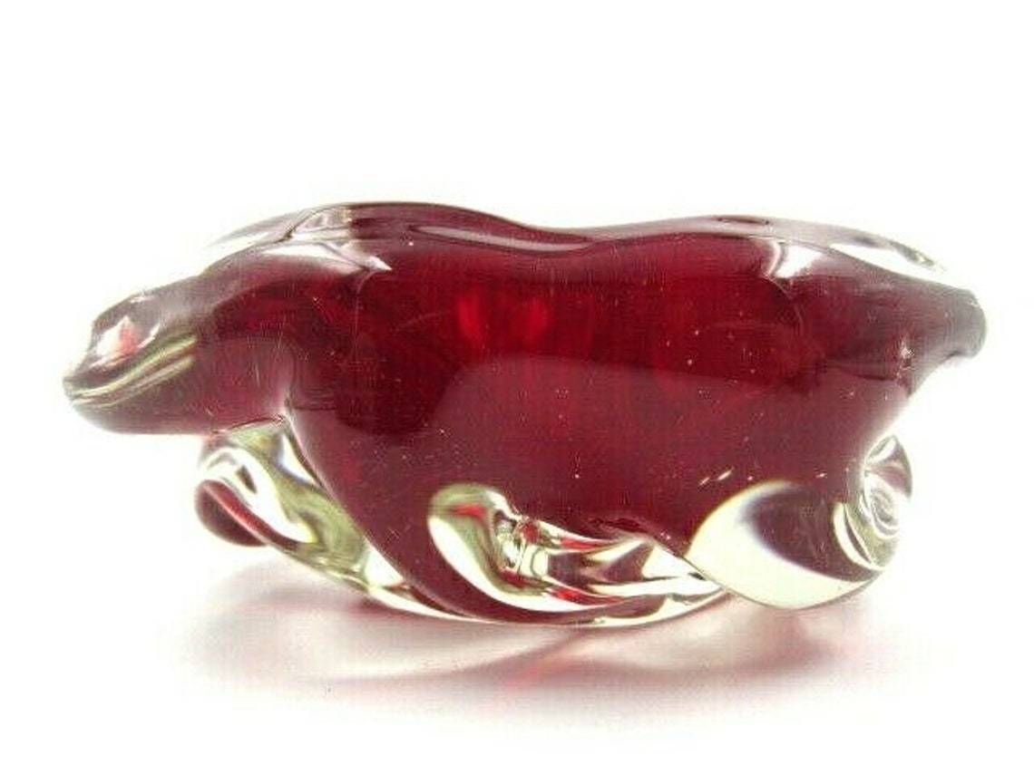 Fiery Red Archimedes Seguso Sommerso Art Glass Jelly Mould Bowl Murano 50s photo Home Decor