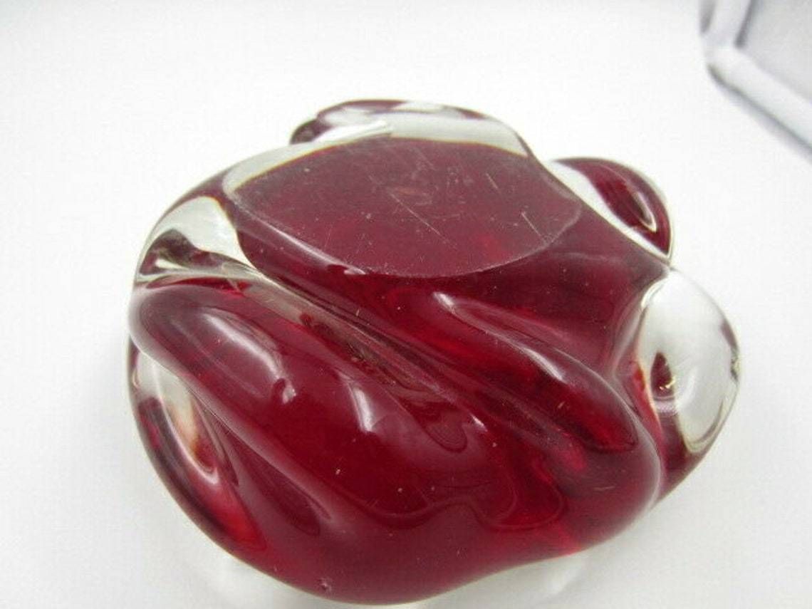 photo furniture Fiery Red Archimedes Seguso Sommerso Art Glass Jelly Mould Bowl Murano 50s