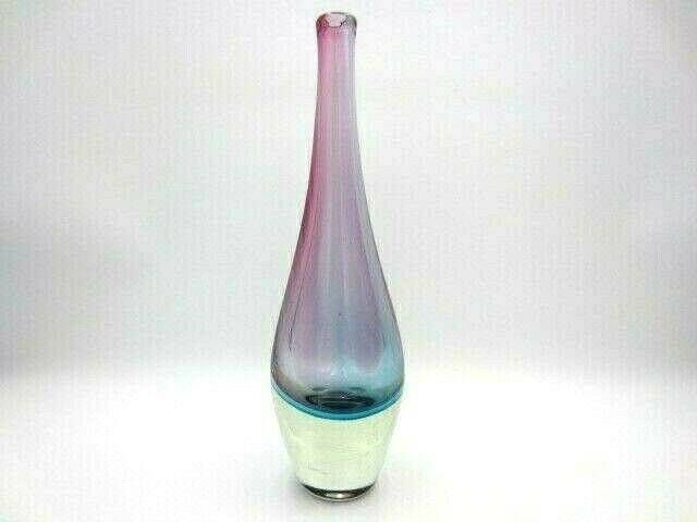 Luigi Onesto Murano Sommerso Latticino Art Glass Vase  Heavy photo furniture